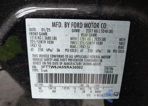 2025 Ford Maverick Xlt z USA, uszkodzony, nr VIN 3FTTW8JA5SRA36092